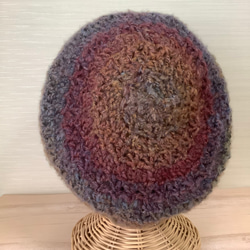 再販＊レトロシックなベレー帽　グラデーション　手編み　#1 2枚目の画像