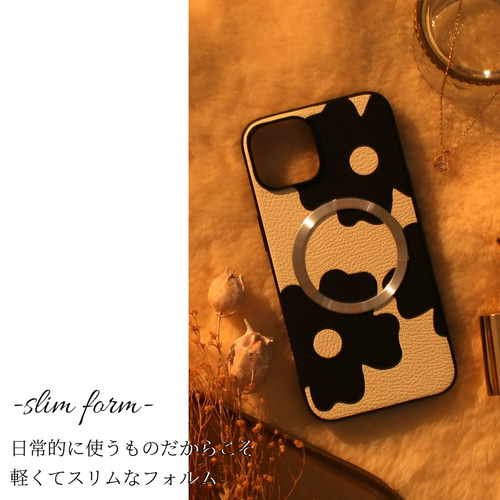 iphone ケース レザー マグセーフ対応 本革 花柄 ゴールド 女性 d4fc35c1df024aa71ed965055dd725