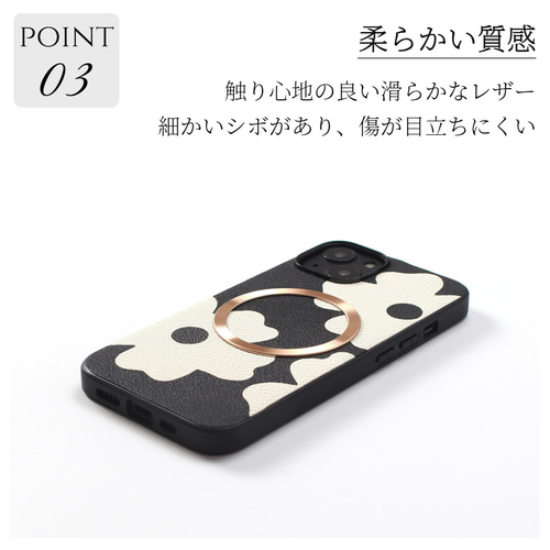 iphone ケース レザー マグセーフ対応 本革 花柄 ゴールド 女性 iphone15 ケース レザー 15Pro 15Plus 15ProMAX 本革 マグセーフ
