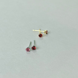 3ミリ【つけっぱなし】極小ガーネットピアス 15枚目の画像