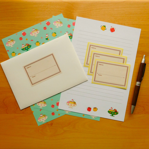 たくさん書けるプリンアラモード柄レターセット A5便箋 洋形2封筒