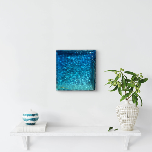 Yuji hamamura現画販売 アートパネル 水面 NO.16 エメラルドブルー