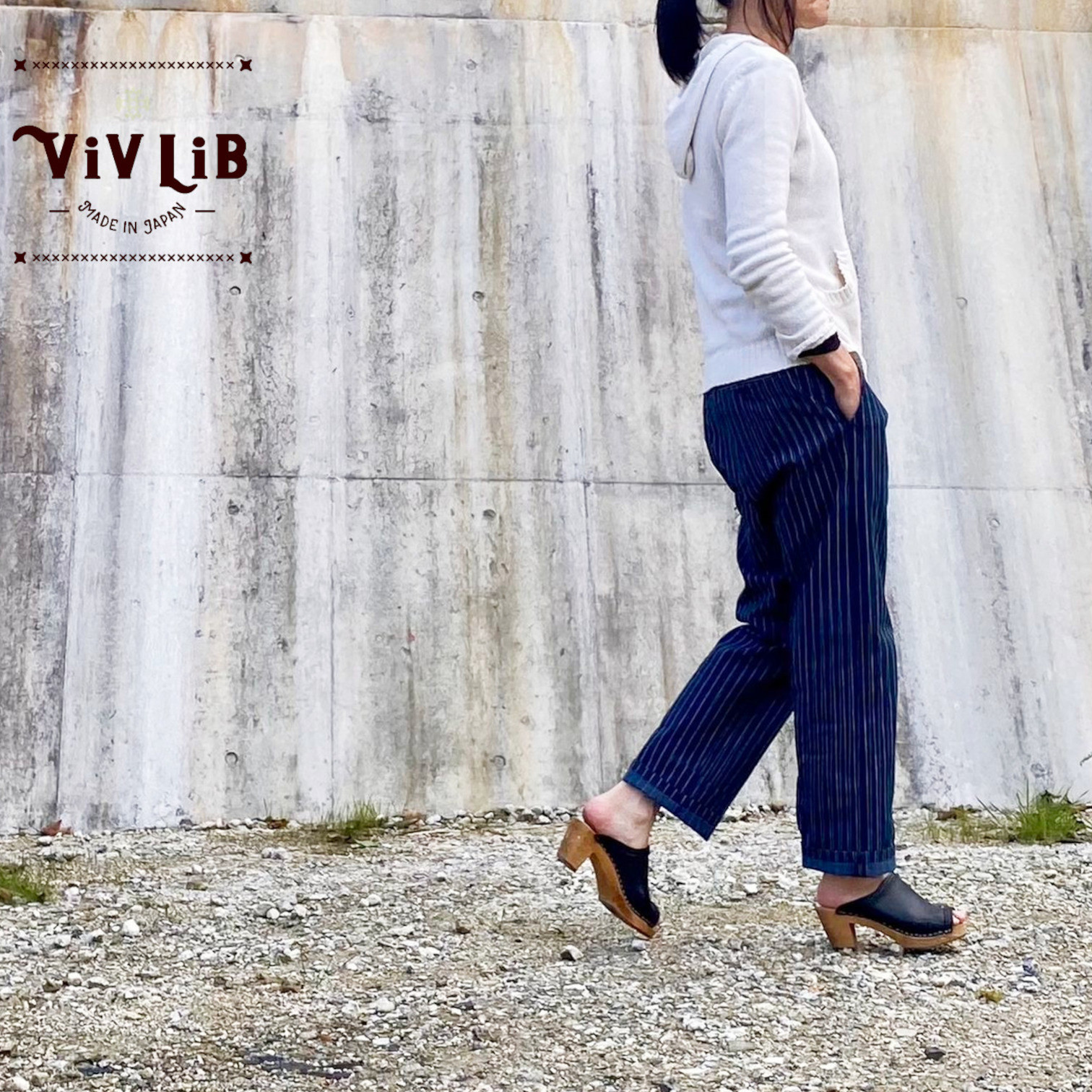 男女兼用ウォバッシュストライプデニム/チノフィットストライプデニム