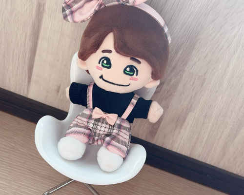 ちびぬい はぴぬい服 サロペット ヘアバンド トップス タータン