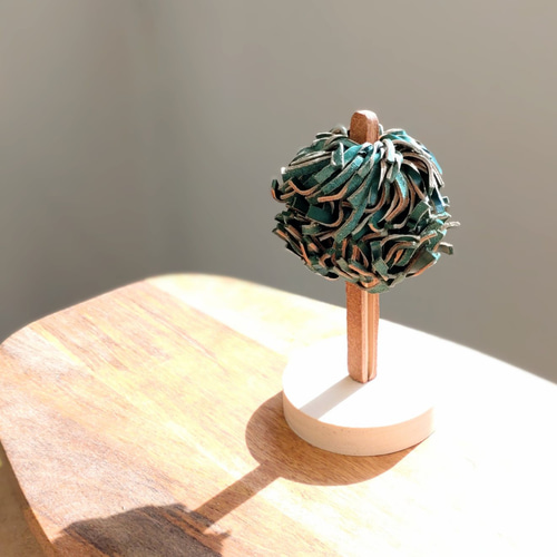 育てる[革]の木 大寸 ディープグリーン メッセージ革クリップ付 国産本