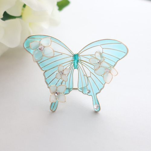 花飾り翡翠アゲハ蝶のインテリアオブジェ/置物/ピック その他置物 Bird