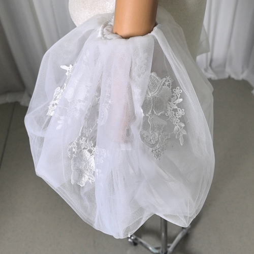 送料無料！パフスリーブ 取り外し袖 ストレッチ 可愛い ソフトチュール  