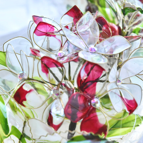 リース】赤紫陽花と万両のリース アートフラワー 風碧(kazamidori