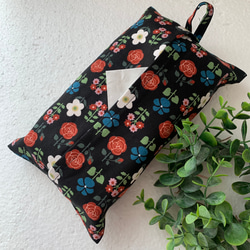 ハンドメイド＊ ボックスティッシュカバー   北欧柄ティンクル／ブラック ハンドメイド＊ ボックスティッシュカバー 北欧柄ティンクル／ブラック