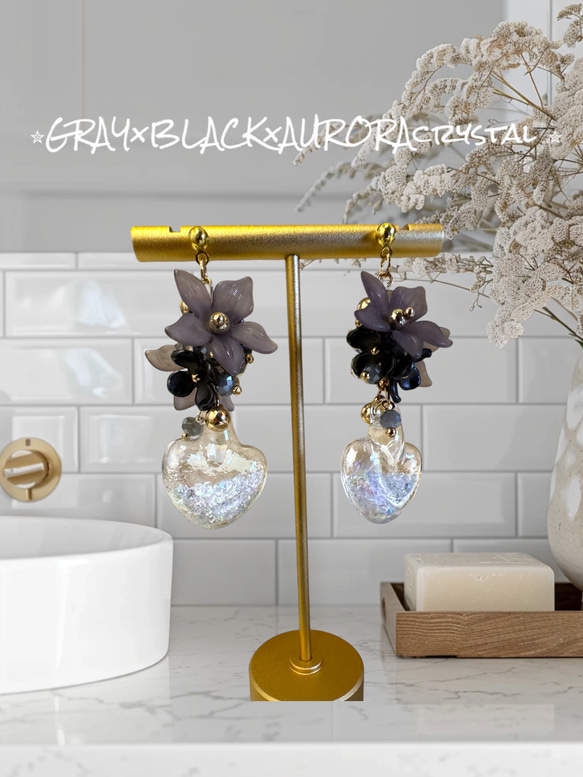 ✮ GRAY×BLACK×AURORAcrystal ✮№111 ピアス（その他） Kurara