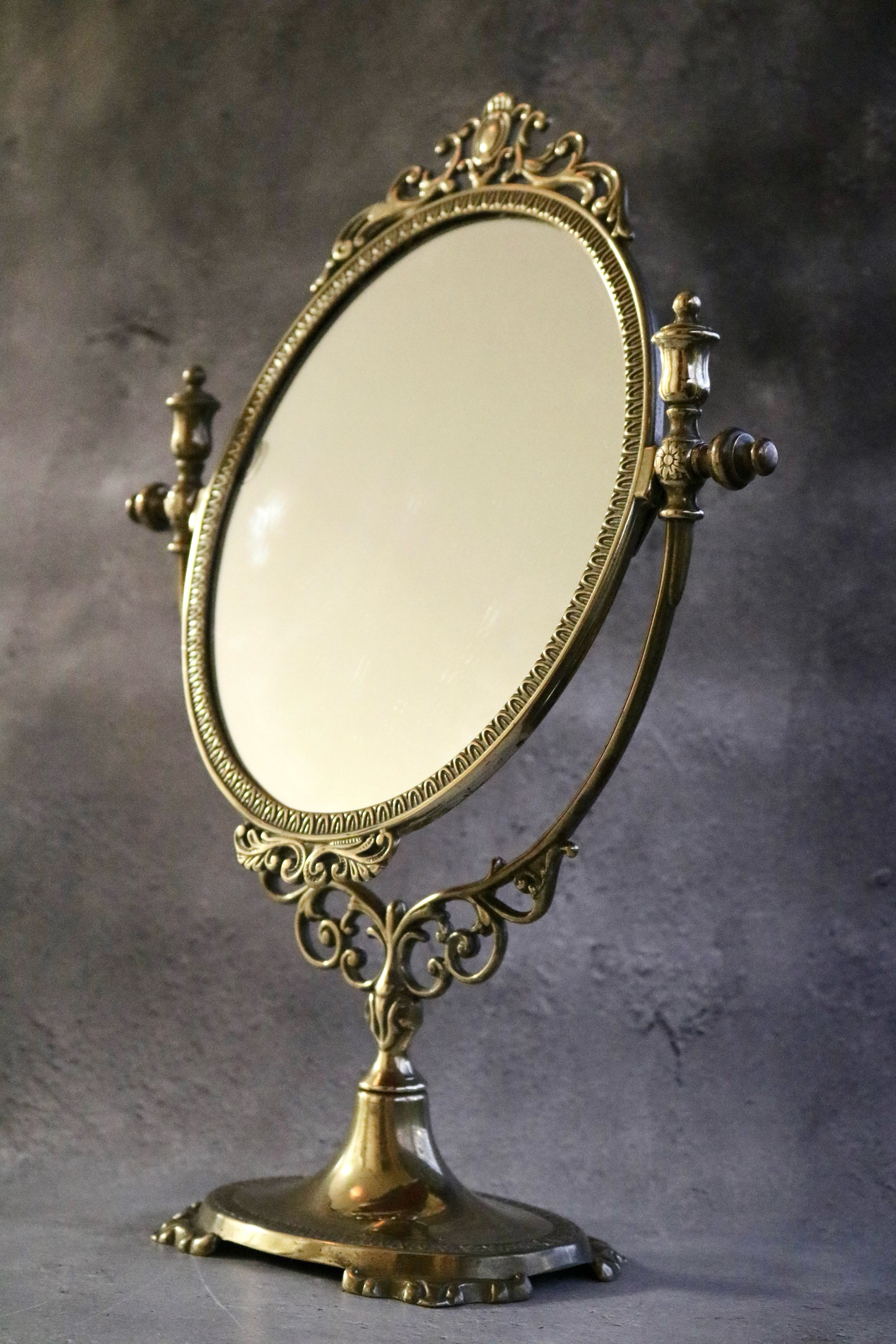 真鍮製 フレンチ ヴィンテージ ロマンチックミラー