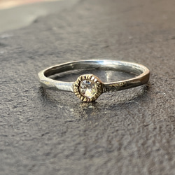 クリアー ダイヤモンド ローズカット3㎜ K18×SV925 伏せ込み留 コンビ