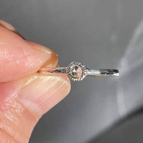 クリアー ダイヤモンド ローズカット3㎜ K18×SV925 伏せ込み留 コンビ