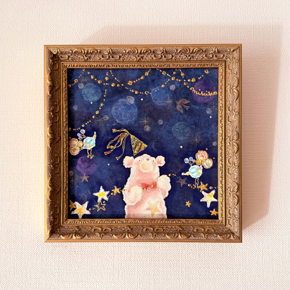 原画・アオイロノヨル（額装）受注制作 5枚目の画像