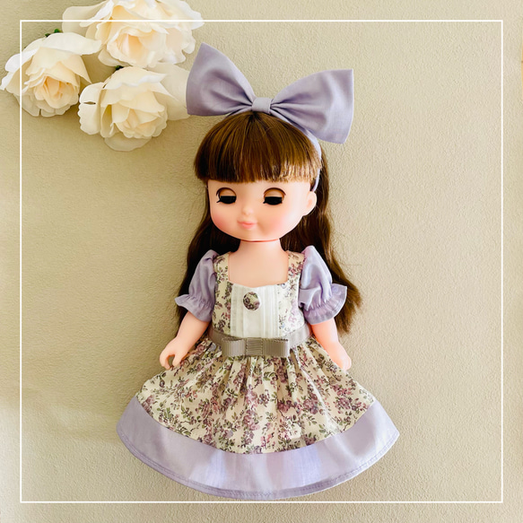 【ソランちゃん 服  レミンちゃん 服 メルちゃん 服】リバティ　ムーン・モス　ワンピース 1枚目の画像