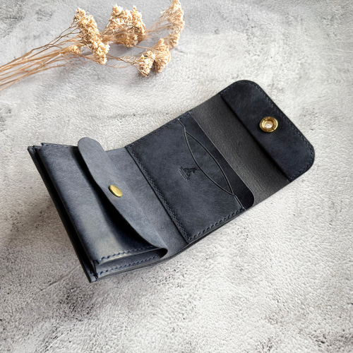 イタリアンレザー】オコシ金具の三つ折り財布 フルハンドメイド