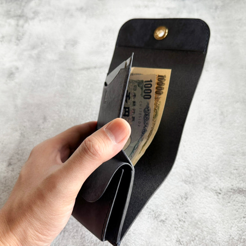 【鴒】オコシ金具の三つ折り財布　左右反転 少しレトロなオコシ金具ミニ財布 三つ折り財布 昔ながらの製法で作られ