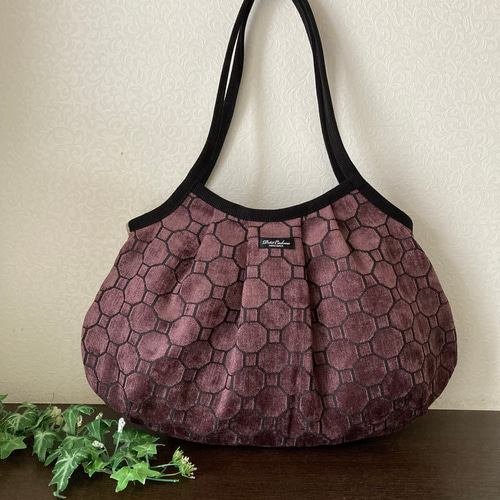 お出かけバック 茶系インポートゴブラン生地 揺るぎなく 