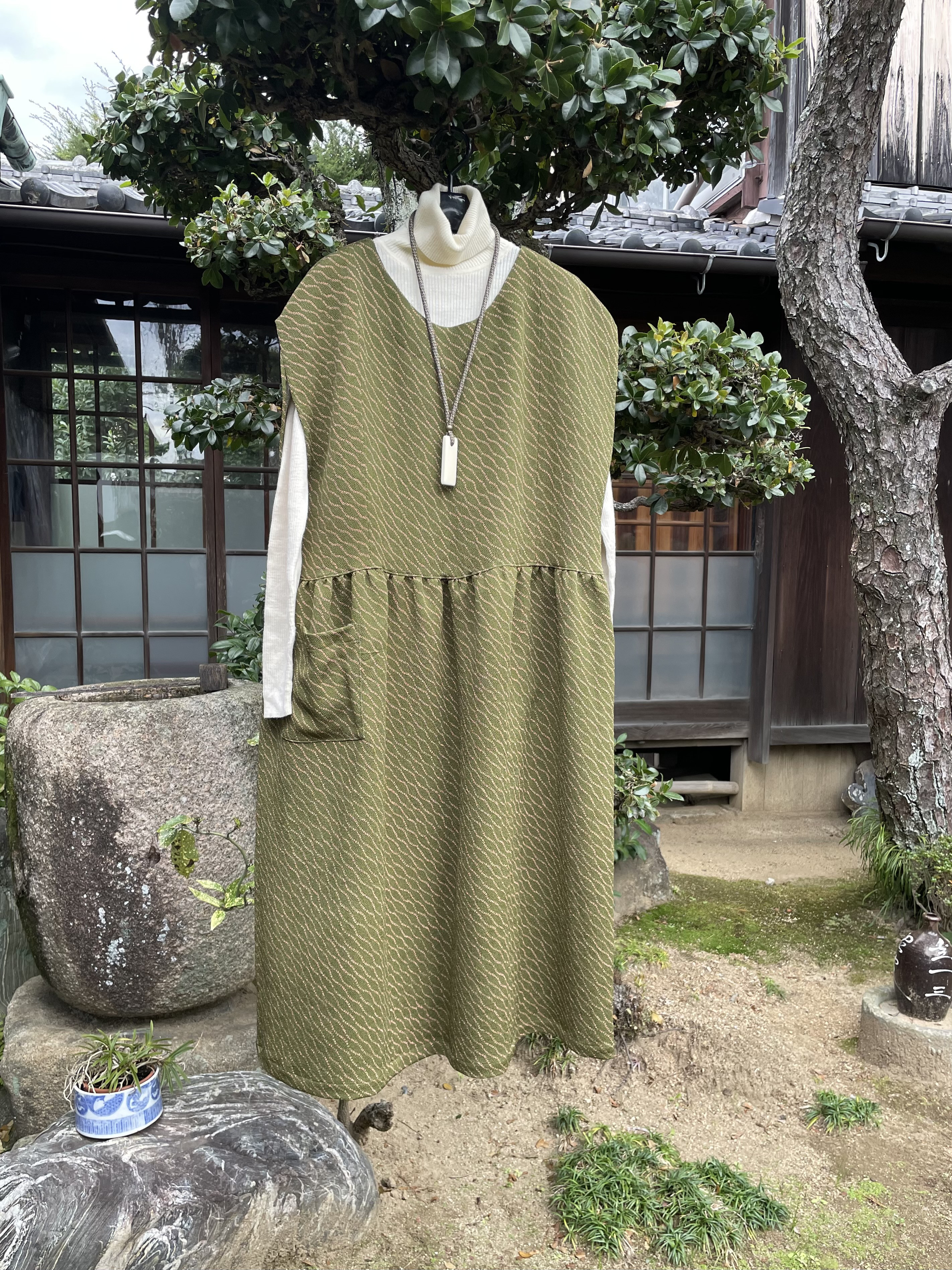 ちりめん着物リメイクワンピース ちりめん着物リメイクワンピース
