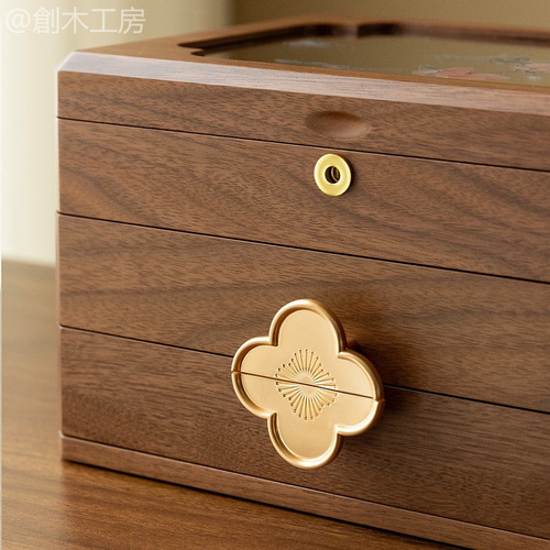 ハート型引き出しの木製小物入れ　ジュエリーボックス 鏡中に舞う蝶 ジュエリーボックス アクセサリー収納 小物入れケース