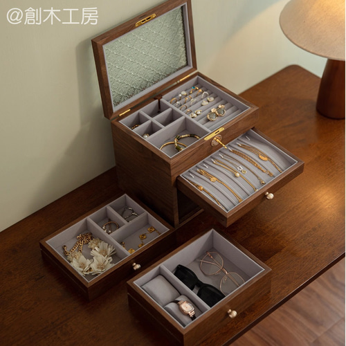 北欧風ジュエリーボックス 花柄グラス 四段アクセサリー収納 北欧風ジュエリーボックス 花柄グラス 四段アクセサリー収納