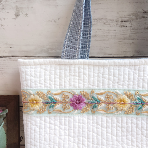 図書バッグ✖️3 ヌビ　リボン刺繍　リボンキルト　ハートキルト 図書バッグ✖️3 ヌビ リボン刺繍 リボンキルト ハートキルト