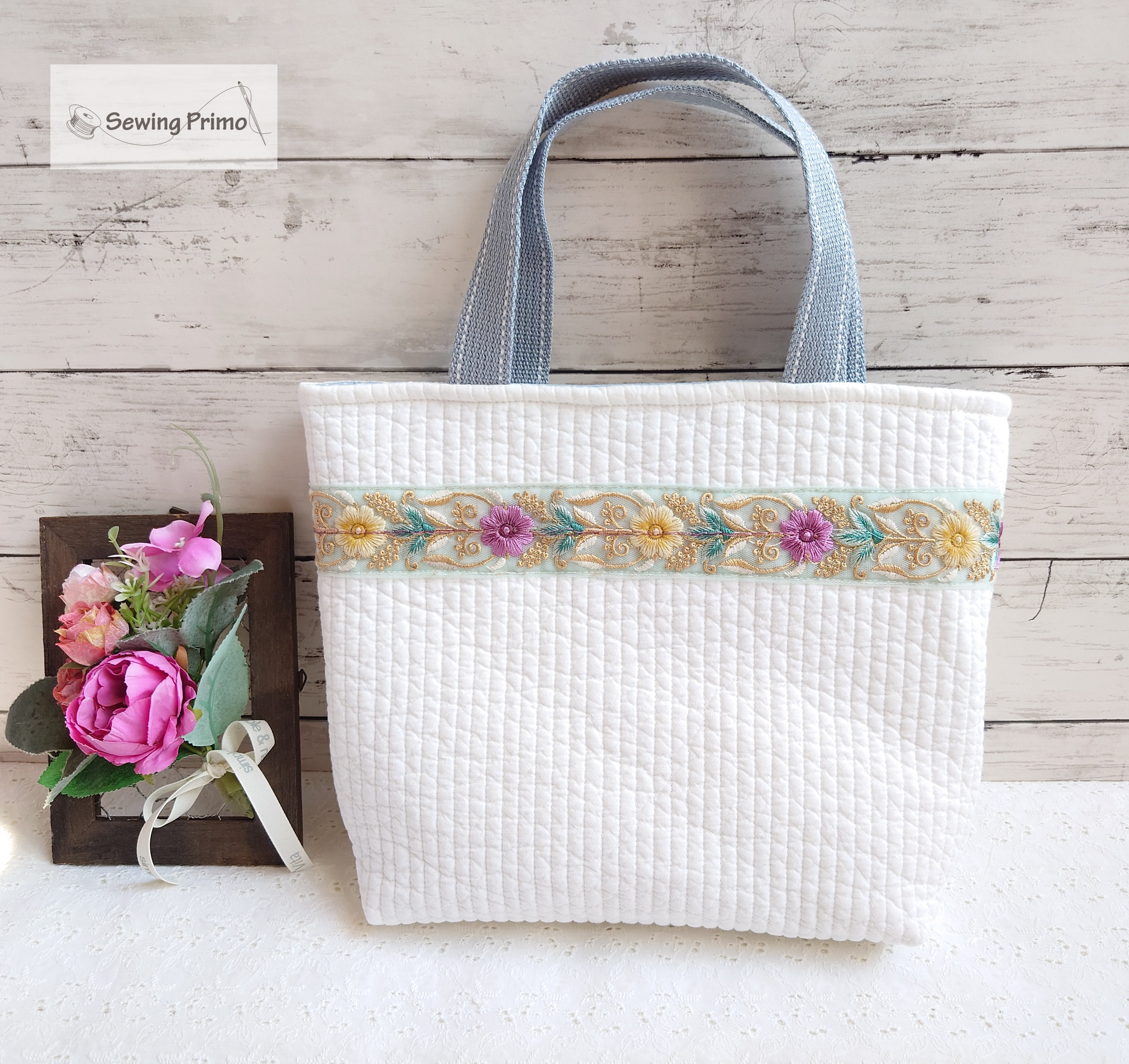 ヌビバック　トートバック　インド刺繍リボン 3日以内に発送可能】インド刺繍リボンのヌビトートバッグ トート