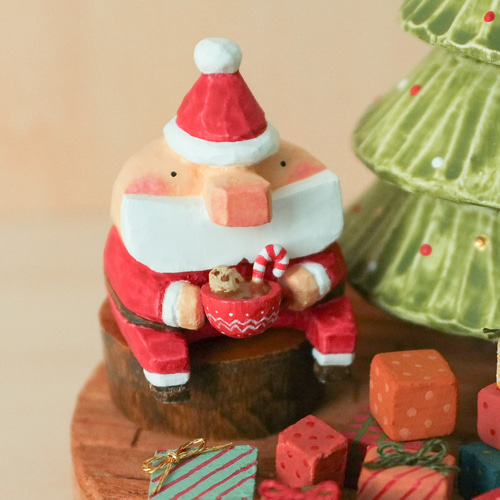 クリスマス インテリア 木製【トントゥサンタのほっこり時間】木彫り