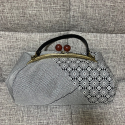 アンズルーム☆大人可愛い デニム×着物の帯☆がま口バッグ