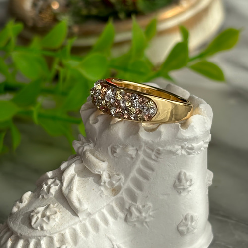 グルーデコ リング スワロフスキー クリスタル ゴールド 上品 華やか