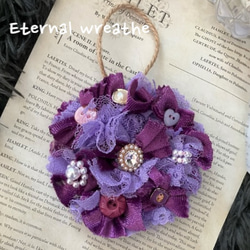 心を彩るインド刺繍リボン ナチュラル×クラシカル リース 若草色