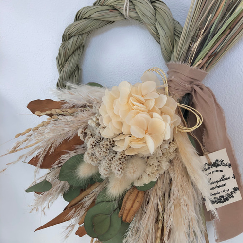 2025しめ縄飾り ドライフラワー しめ縄リース 正月 しめ飾り しめ縄