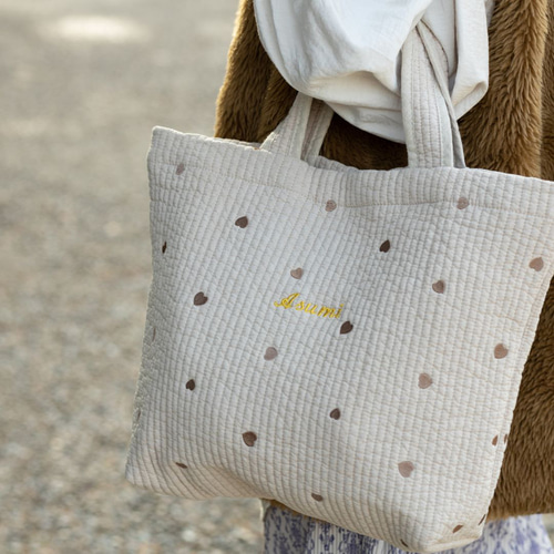 人気ショップ 人気のくすみカラー×ハート刺繍 ヌビバッグ 韓国直輸入 ふんわり トートバッグ