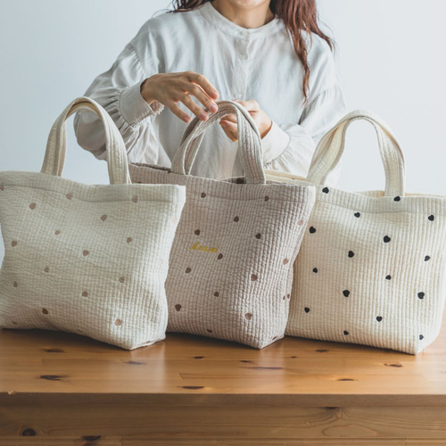 人気のくすみカラー×ハート刺繍 ヌビバッグ 韓国直輸入 ふんわり