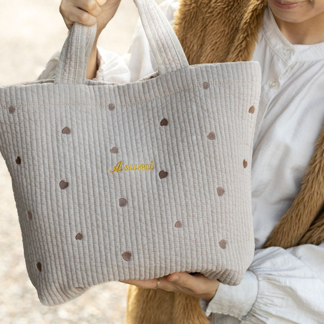 ヌビバッグ キルティングバッグ ハート刺繍 インナーポケット