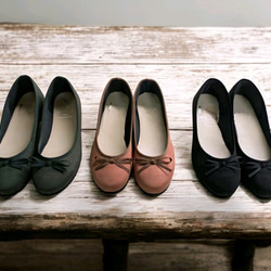 在庫限りの大特価!!!　☔晴雨兼用☀・撥水スエード・バレエシューズ　 1枚目の画像