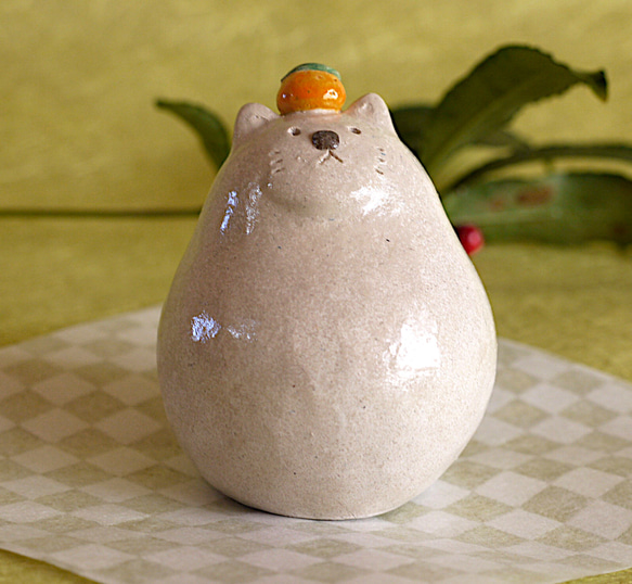 ニャンコの鏡餅風置物 5枚目の画像