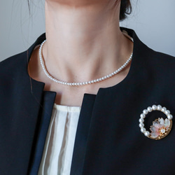 【Creema 獨家】新年福袋 畢業典禮和入學儀式 3 件套 櫻花胸針和貝殼珍珠項鍊和耳環/耳環 Forma 第3張的照片