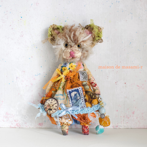 本命ギフト ベージュの猫catのミニぬいぐるみ moda バックチャーム付き 14cm ぬいぐるみ