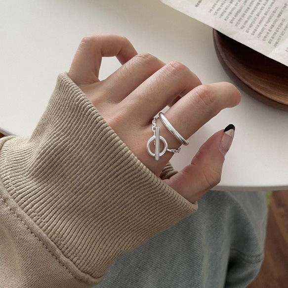 1pcs】プチプラ チェーンリング マンテル 2連 オープンリング