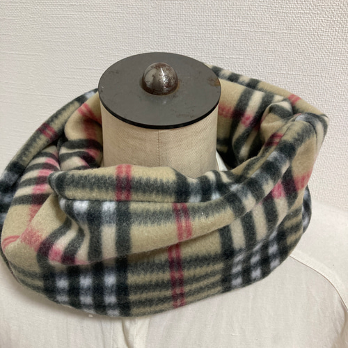 確認用♡フリースマフラー♡グレー♡ハンドメイド♡パール♡