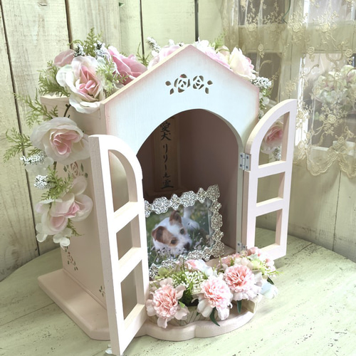 教会みたいなペット仏壇上下セットL〈手元供養骨壺別収納型