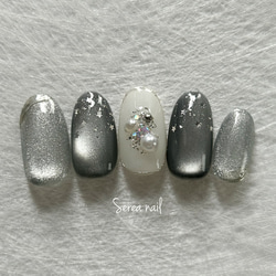 星屑うるちゅるシルバーマグネイルチップ ネイルチップ（つけ爪