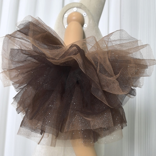 送料無料！パフスリーブ キラキラチュール ブラウン 取り外し袖  