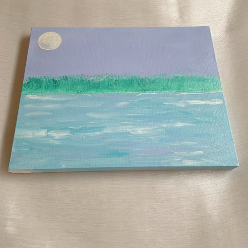 優しい空✴︎絵画 アクリル画 月 空 夕暮れ 夜 風景 綺麗 可愛い 