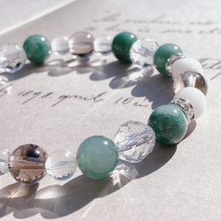 疲労回復のお守り】翡翠×スモーキークォーツ×水晶 天然石ブレスレット