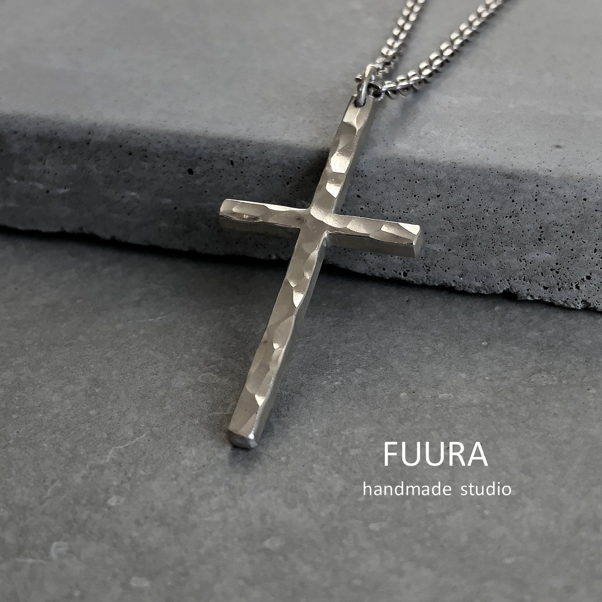 silver necklace cross /シルバー/ネックレス/クロス/十字架/槌目