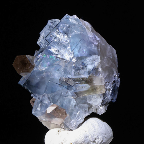 天然石スモーキークォーツ&パイライト共生フローライト原石置物NO.080106