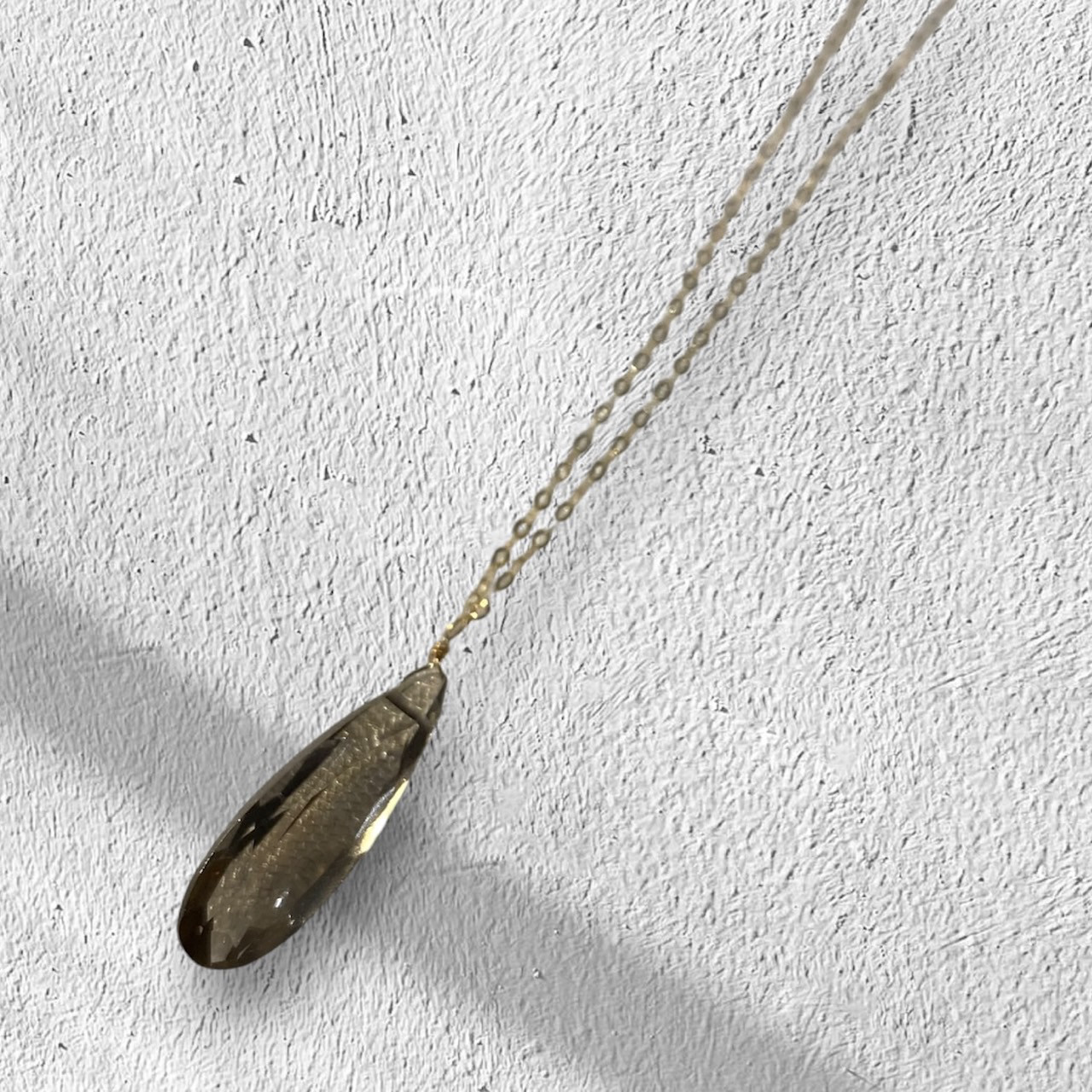 【K18 GOLD】18金 スモーキークォーツ ネックレス 45cm 18KN9