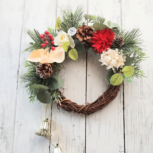 2wayクリスマス＆お正月のリース(約30cm) リース ndana 通販 18620494